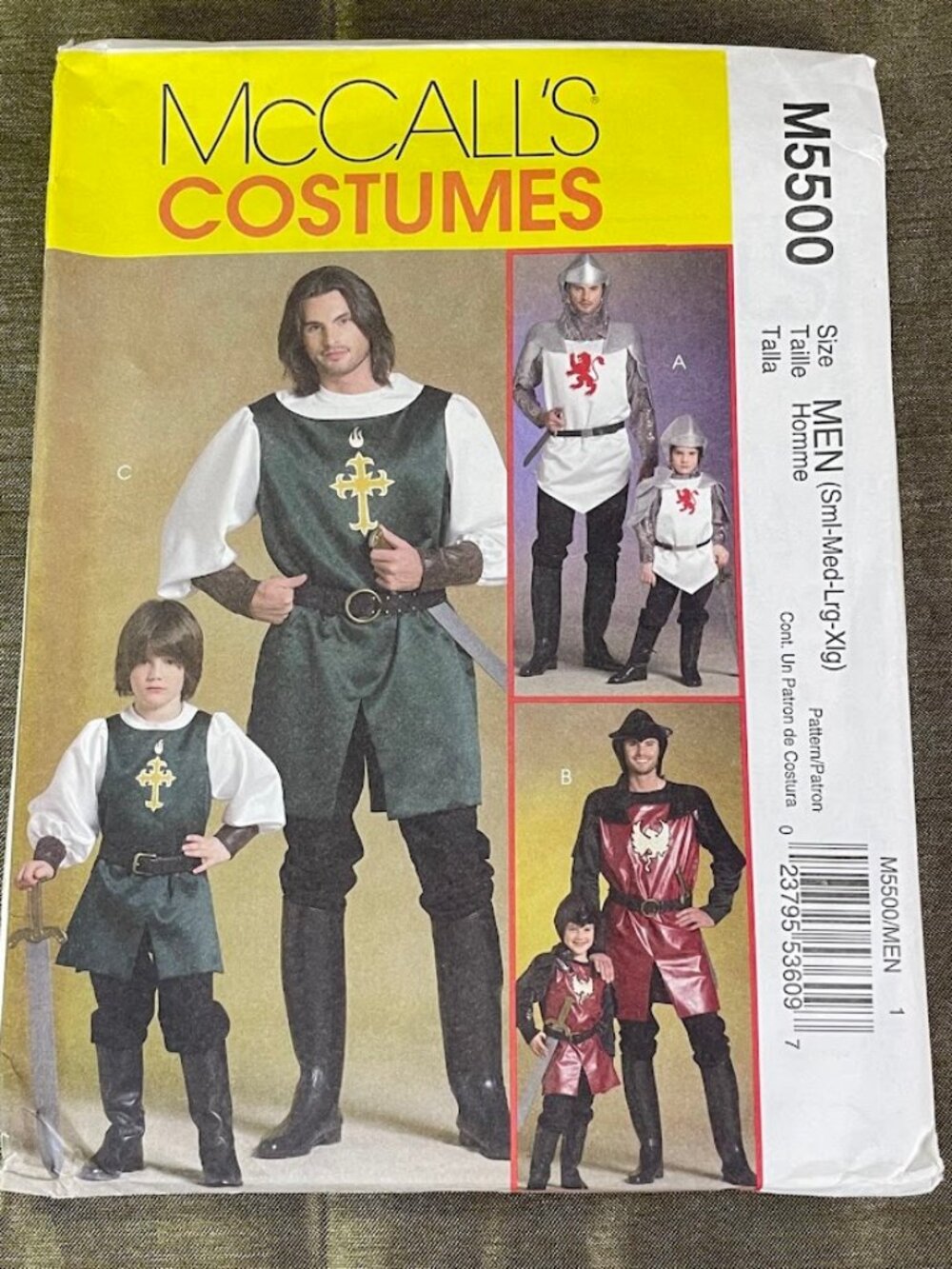 McCall's Costume Patterns Fairytale Knight Prince Samurai M5500 Mens S-XL New